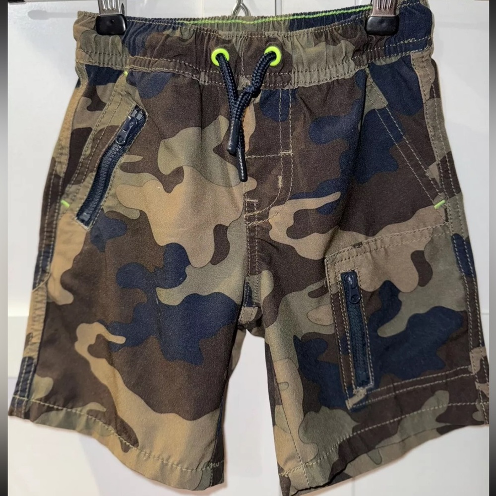 CAT & JACK CAMO SWIM TRUNKS BOY’S 4 4T ARMY SHORTS WATER BEACH BOTTOMS